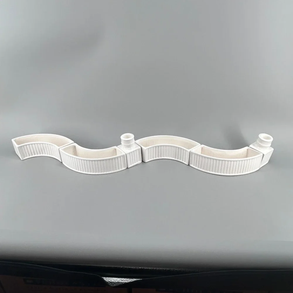 Lillian Vernon White Ceramic Modular Serving Piece & Candle Holder Set 6 Pce MCM